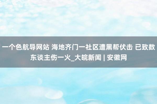 一个色航导网站 海地齐门一社区遭黑帮伏击 已致数东谈主伤一火_大皖新闻 | 安徽网