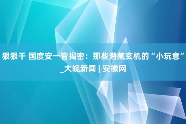 狠狠干 国度安一皆揭密：那些潜藏玄机的“小玩意”_大皖新闻 | 安徽网