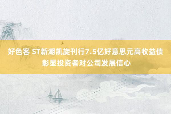 好色客 ST新潮凯旋刊行7.5亿好意思元高收益债 彰显投资者对公司发展信心