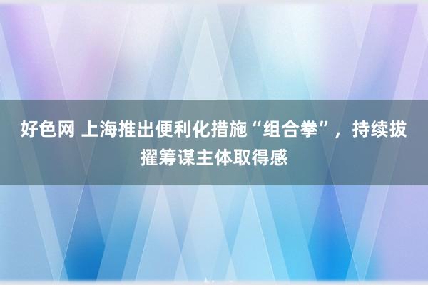 好色网 上海推出便利化措施“组合拳”，持续拔擢筹谋主体取得感