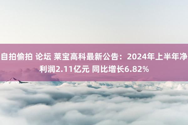 自拍偷拍 论坛 莱宝高科最新公告：2024年上半年净利润2.11亿元 同比增长6.82%