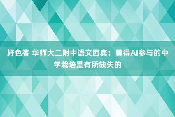 好色客 华师大二附中语文西宾：莫得AI参与的中学栽培是有所缺失的