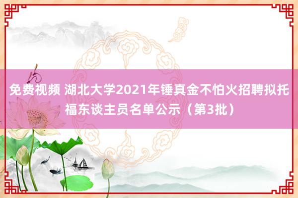 免费视频 湖北大学2021年锤真金不怕火招聘拟托福东谈主员名单公示（第3批）