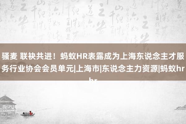 骚麦 联袂共进！蚂蚁HR表露成为上海东说念主才服务行业协会会员单元|上海市|东说念主力资源|蚂蚁hr