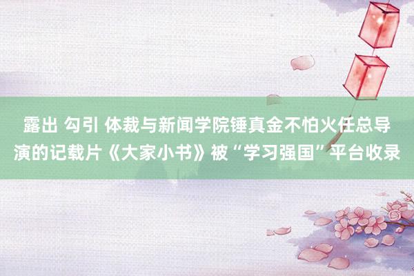 露出 勾引 体裁与新闻学院锤真金不怕火任总导演的记载片《大家小书》被“学习强国”平台收录